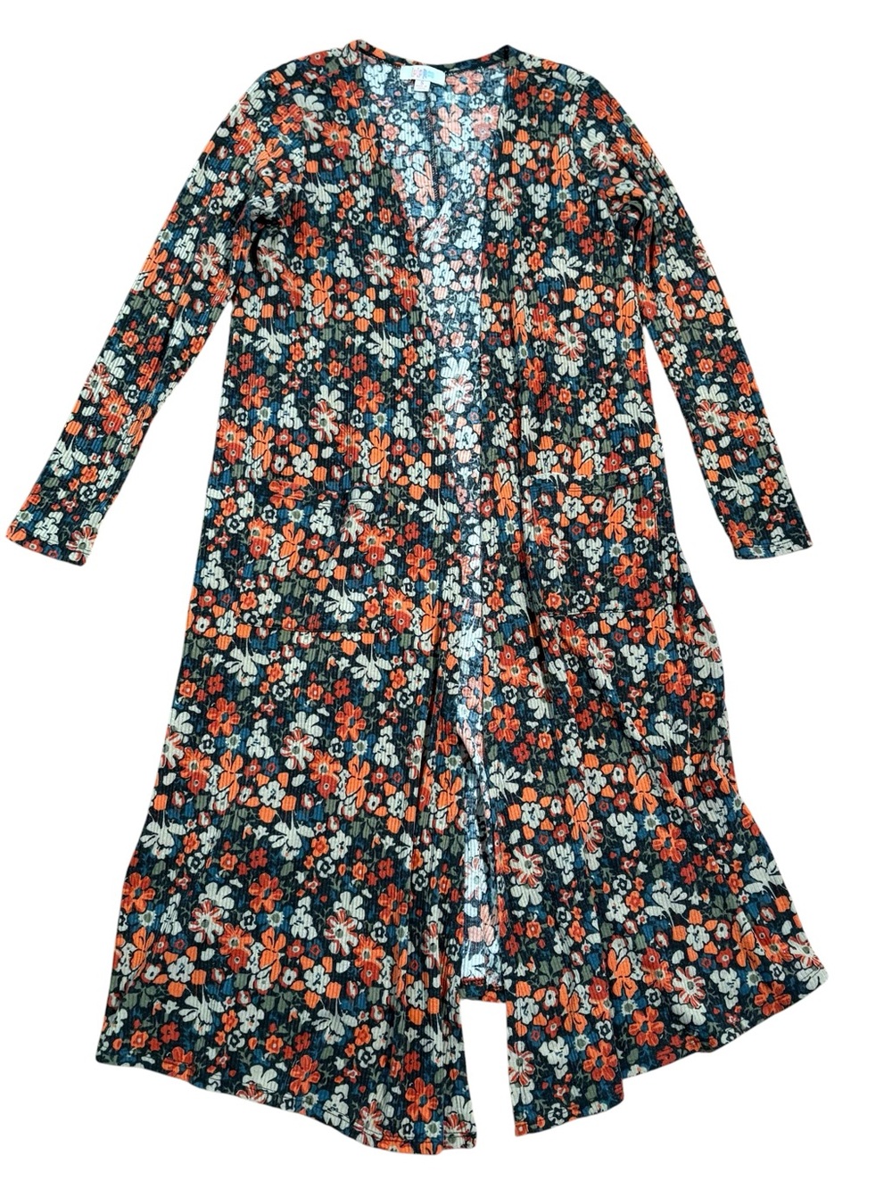LuLaRoe Floral Print Duster Long Sweater Cardigan
